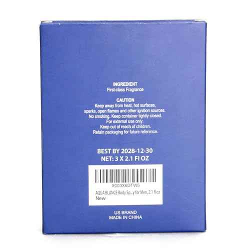 Body Spray For Men, 2.1 Fl Oz/60 ML, Travel Size 3-Pack Set