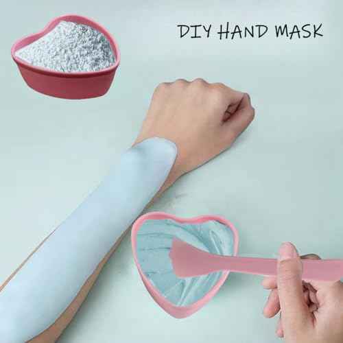 5 Pairs Pink Heart-shaped Plastic Facial Mask Mixing Bowls Set with Spatulas - DIY Skincare Mixing Tool Kit, Mud Masks, Home Salon, and Beauty Salon Use, Face Mask Applicator Tool(5Pcs)