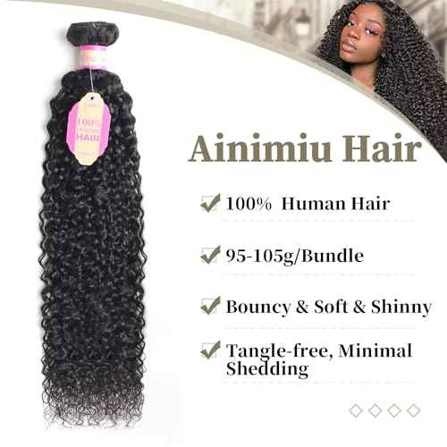 Jerry Curly Wave Human Hair 3 Bundles Brazilian Raw Virgin Hair Weave Bundles Jerry Curly Wet And Wavy 12A Grade Long Unprocessed Human Hair Extensions Natural Black 100g/pc 20 22 24inch