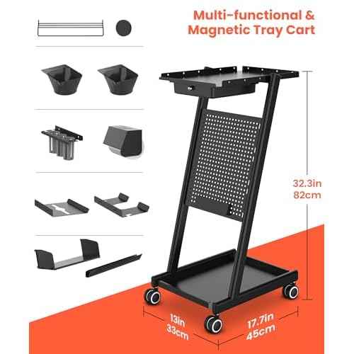 TASALON Premium Multifunctional Rolling Workstation Table with 360 Degree Mute Universal Wheel for Tattoo Work,Beauty Salon Spa Stools Service Storage Tray with Pegboard
