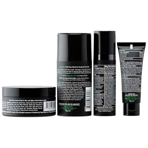 Tiege Hanley Acne Treatment Skin Care Set for Men, System Level 2, Tiegeclear Advanced Routine With Salicylic Acid Wash, Glycolic Acid Pads, Serum & Daily Moisturizer, Men¡¯s Skin Care, 4 Piece Kit
