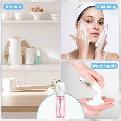 2oz Travel Foam Pump Bottle, 3PCS Empty Foaming Dispenser for Hand Soap, Shampoo, Lash Cleanser (60ml)