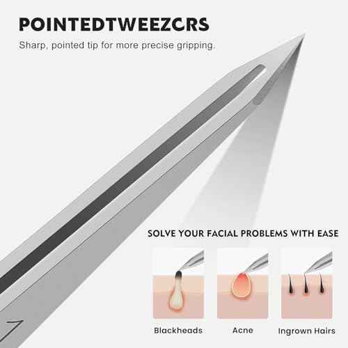 Pointed Tweezers for women Facial hair, Precision Tweezers for Eyebrows, Chin Hair£¬Ingrown Hair, Splinters, Glass Removal£¨Silver£©