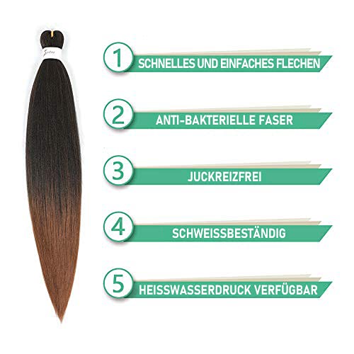 [8 BUNDLES DEAL] Pre-stretched Braiding Hair 8 Bundles - 24 Inch Ombre Brown Braiding Hair Yaki Straight Prestretched EZ Braids Hot Water Setting Ombre Aurburn Professional Soft Synthetic Bundles Hair