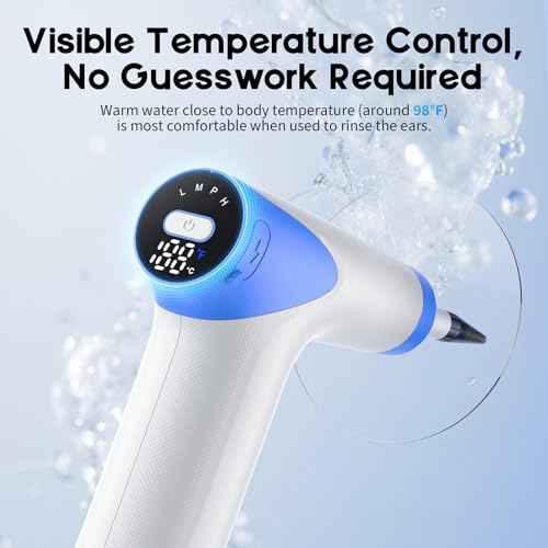 Ear Wax Removal - Ear Cleaner with 4 Pressure Modes, Ear Cleaning Kit with Digital Temperature Display, Safe & Effective Ear Irrigation Flushing System (White)