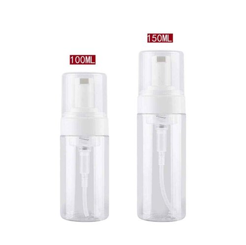 2Pcs 100ML 3.5OZ Refillable Clear Plastic Foaming Pump Dispenser Empty Foamer Bottle Travel Toiletries Bottle Cosmetic Container Jar Vial for Shampoo Body Wash and More