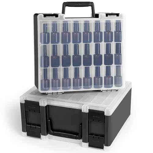 RISOU Portable Nail Polish Organizer - Large-Capacity Double-Sided Storage Case Holds 96 Bottles of Nail Polish.(15ml - 0.5 fl oz)(Case Only)