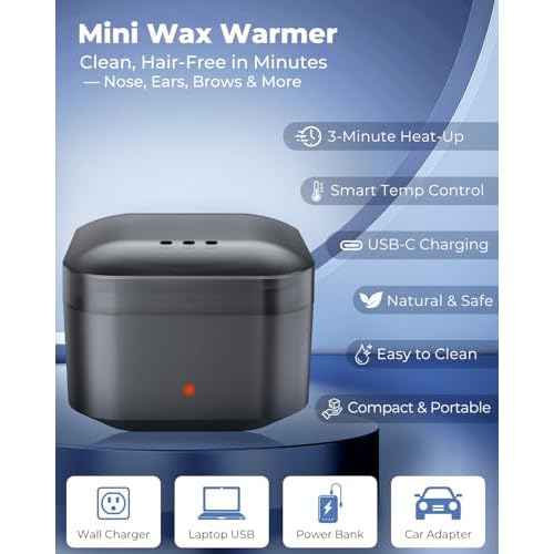 Nose Wax Kit with 100g Natural Resin Wax & 20 Sticks, Mini Nose Hair Wax Kit with Smart Temp Control, USB Fast Heat, 3-Min Hair Removal ? Lasts 4?6 Weeks | For Nose & Ear, Up to 15 Uses