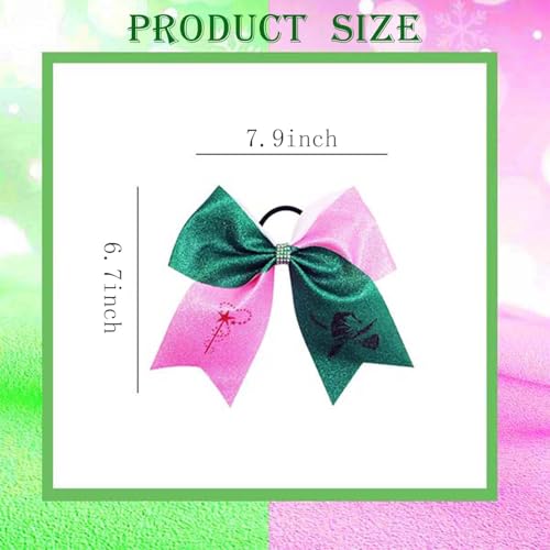 2pcs Witch Hair Accessories for Women, Pink Green Witch Hair bows for Wicked Movie Game Fans, wicked gifts for girls