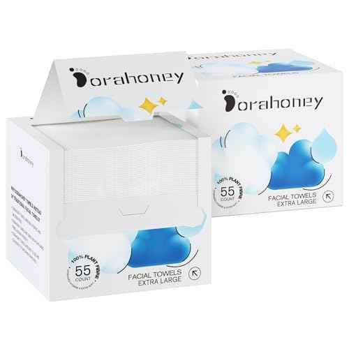 Disposable Face Towels, 12"¡¿12" Extra Large Face Towelettes, Ultra Soft Facial Towels for Sensitive Skin, Makeup Remover Dry Wipes, 110 Count (2 Packs of 55)