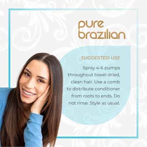 Pure Brazilian Leave-In Conditioner, Nourishing Hair Treatment with Keratin for Strengthening, Pack of 2, 6.78 Ounce (200 Milliliter)