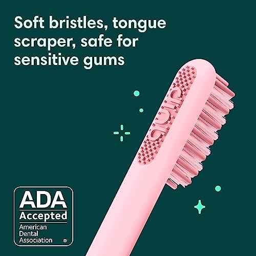 Quip Smart Sonic Toothbrush for Adults - Timed Electric Toothbrush with Bluetooth & Rewards App - Replaceable Brush Head, Soft Bristles, Metal Handle, 3 Month Battery Life - Travel Brush - All-Pink