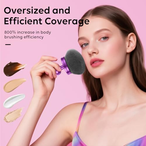 4.4 Inch Extra Large Kabuki Brush, Big Body Makeup Brush, Tanning Brush for Streak, Free Application, Dry & Wet Use, Durable Design - Perfect for Sunless Tanning, Body Lotion, Moisturizer