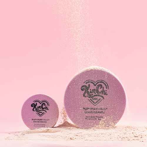 KimChi Chic Giant Puff Puff Pass Set & Bake Powder - Loose Setting Powder with Rice & Vitamin E, Finely Milled for All Day Wear, Translucent 80g