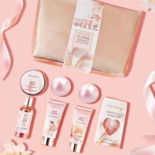 Spa Gift Baskets for Women Mom, Birthday Gifts for Her Wife, - 8 Pcs Relaxing Self Care Gifts Set with Cosmetic Bag & Bubble Bath, Ideal Mothers Day Gifts for Women, Wife, Girlfriend, Mom