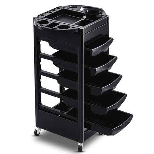 32 x 14 Inches Salon Rolling Trolley Cart with Wheels 5 Drawers Beauty Rolling Salon Cart Salons Stations for Hair Stylist Hair Storage Tool Carts Rollings Carts for Tattoo Hairdressing
