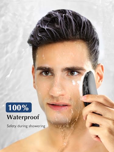 Facial Cleansing Brush Silicone Face Scrubber: COSLUS Waterproof Rechargeable Face Wash Brush, 4 Cleansing Modes, Electric Face Exfoliator for Men Women Cleaning, Exfoliating, Massaging