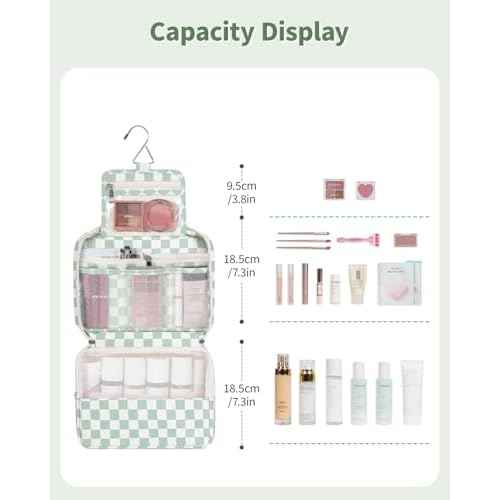 Narwey Small Hanging Travel Toiletry Bag for Women, Travel Bag for Toiletries, Makeup Bag Organizer Cosmetic Bags Make Up Bags for Girls