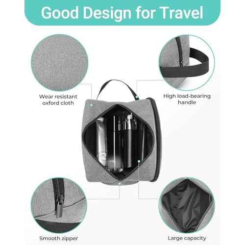 Elviros Travel Toiletry Bag for Men Hanging Dopp Kit Shaving Bag Toiletries Organizer Small Toiletry Bag for Traveling (Denim Grey)