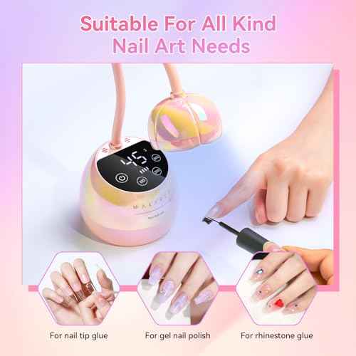 Makartt UV LED Nail Lamp - Gooseneck UV Light for Nails Cordless Rechargeable USB 39W Dryer LED Lamp with Auto Sensor 4 Timer Settings Fast Curing for Nail Art Polish (Glazed Pink)