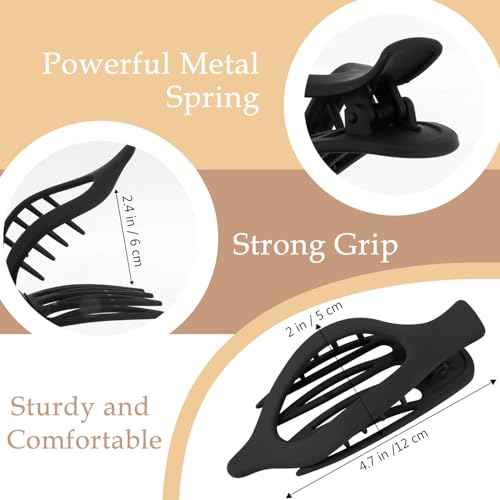 Flat Hair Claw Clips for Thick and Thin Hair - Large Alligator Clips, Duck Billed Barrettes and Matte Neutral Clamps for Women and Girls