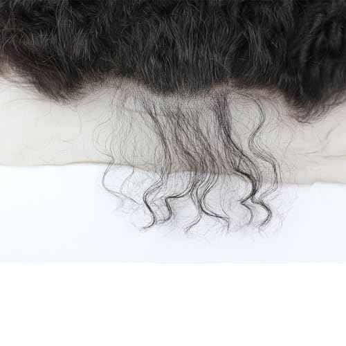 Dreambeauty Transparent Lace Color 13¡¿6" Lace Frontal Closure Kinky Curly Free Part Brazilian Remy Human Hair Pre-Plucked Natural Hairline Lace Frontal Closure with Baby Hair Natural Color (18 Inch)