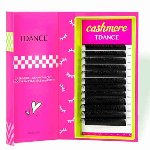 TDANCE Cashmere Lash Extensions Super Matte Black Classic Lash Extension 0.05mm Thickness CC Curl 14-19mm Volume Lash Extensions for Professional Salon Use Eyelash Extension(0.05-CC,14-19mm)