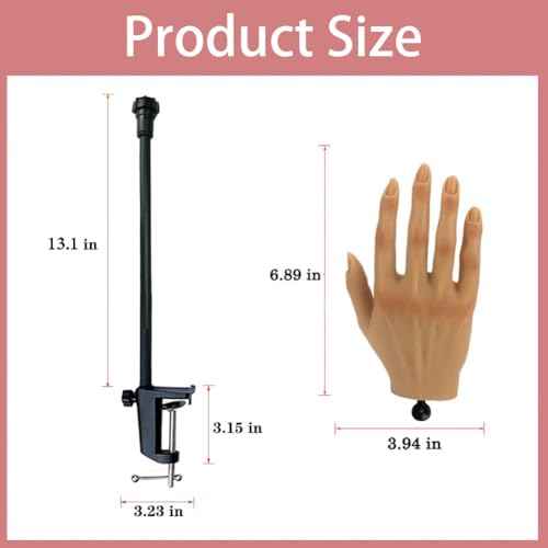 Silicone Practice Hands for Acrylic Nails Manicure Hand with Stand Bracket Nail Hand Practice Flexible Fake Mannequin Hands for Nails Art Training Tool (New 4#-Right Hand)