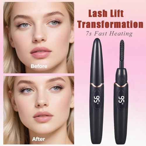 Heated Eyelash Curlers Electric Eyelash Curler with LED Display, 4 Temperature Modes Anti-Burn USB Rechargeable Natural Curling 24H Long Lasting for Women Makeup Tools Gifts H925