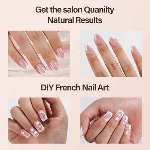 Vansiho Deep French Gel Nail Tips, 150Pcs Short Square Gel Nail Tips, Pink French Tips Press on Nails, Soft Gel Nails French Square Gel Tips, Fake Nails for Nail Art DIY 15 Sizes