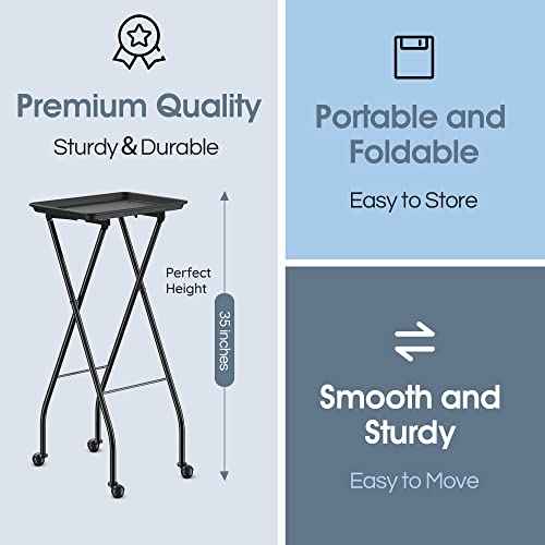 Aluminum Foldaway Folding Service Tray on Wheels