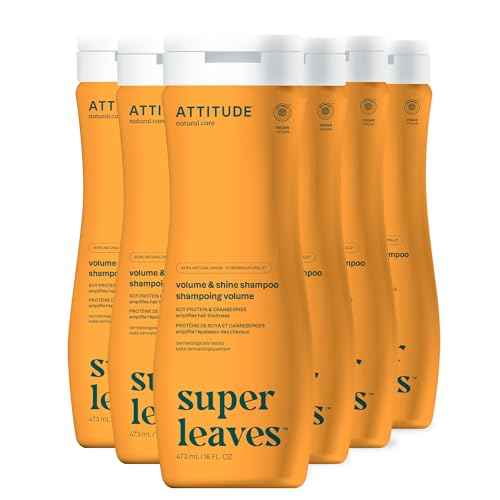 ATTITUDE Volume and Shine Hair Shampoo, EWG Verified, For Thin Hair, Naturally Derived Ingredients, Vegan and Plant Based, Soy Protein and Cranberries, 16 Fl Oz (Pack of 6)