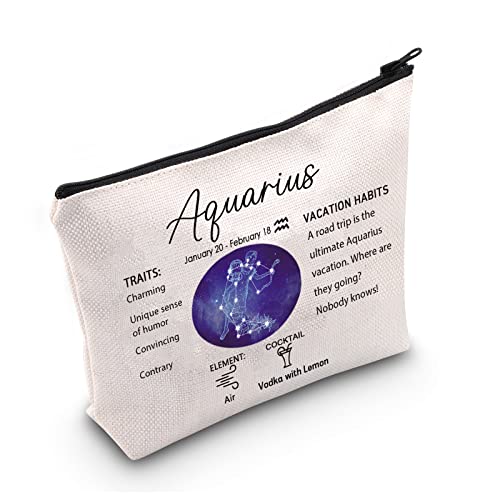 LEVLO 12 Constellation Travel Toiletry Bags 12 Zodiac Cosmetic Makeup Bag Christmas Mother's Day Birthday Gifts(Aquarius)