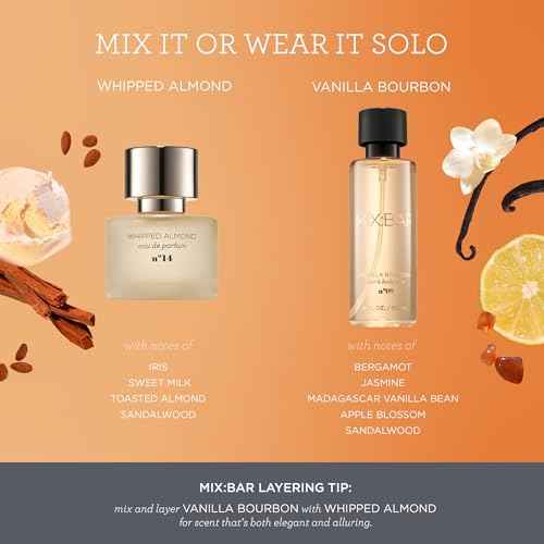 MIX:BAR Vanilla Bourbon Hair + Body Mist, Bedroom Linen Spray - Notes of Sandalwood, Vanilla Bean, Jasmine, Bergamot, 5oz