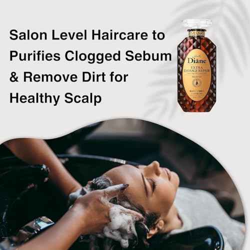 Moist Diane Repair Shampoo for Damaged Hair & Color Treated Hair, Repairing Shampoo for Women & Men by Keratin, Argan Oil, Mango Oil from Japan, Silicone& Sulfate Free 15.2 Fl Oz DAMAGE REPAIR