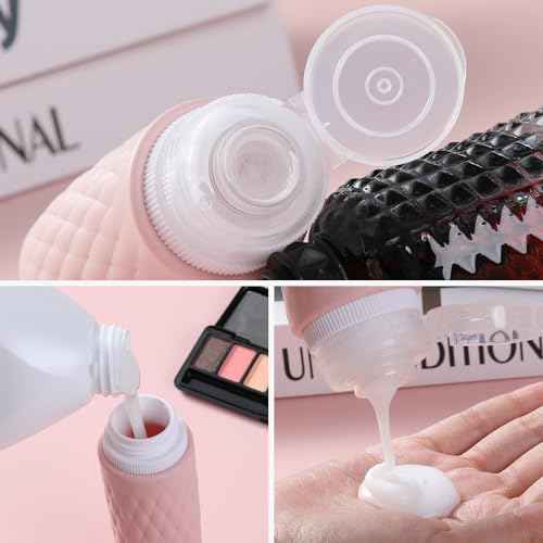 8 Pack Travel Bottles for Toiletries - 3 OZ / 90 ML, | Leak Proof Silicone Containers with Clear Bag, Travel Size Toiletries for Lotions, Creams, Foundation, Shampoo, body wash and More |