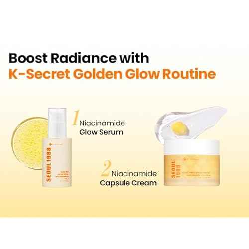 K-SECRET SEOUL 1988 Niacinamide Capsule Cream ? Hydrating Face Moisturizer with 5% Niacinamide and Yuja | Vitamin C Capsule Cream for Dark Spots, Uneven Skin Tone | Korean Skincare, 50ml / 1.69 fl oz