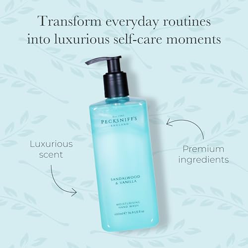 Pecksniff's Hand Wash - Liquid Hand Soap for Soft Skin, Natural, Revitalising, Hydrates and Moisturises, Handcrafted in England, Cruelty Free, Gift of Luxury 480ml/16.2 fl oz (Sandalwood & Vanilla)