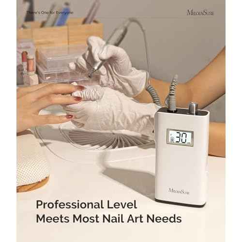 MelodySusie Entry-Level Clip-On Cordless Nail Drill, SC320H 30000RPM Popular Classic E-File with LCD Display for Manicure Shaping & Gel Removal, Perfect for Training, Nail Art Practice & Home Use
