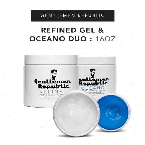 Gentlemen Republic 16oz Refined & Oceano Hair Gel for Men - Provides 24 Hour High Hold & Shine - Premium Mens Hair Styling Products
