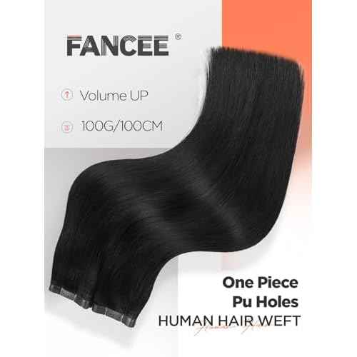 OVO Hair Extensions Remy Human Hair PU Holes Wefts with Micro Beads 100% Human Hair Volume Upgrade Seamless Invisible Extension with Tools Cut to Fit Weft No Tape Reusable (Black 18 Inch 100g)
