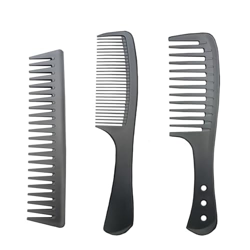 3 PCS Carbon Fiber Anti Static Comb, Heat Resistant Comb-Fine and Wide Tooth Hair Comb for Men and Women, Professional for Hair Stylist