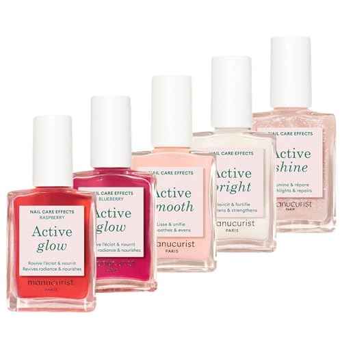 Manucurist Rainbow Active¢â Full Range 5-Pack Gift Set - Nail Care & Polish Set - No Lamp - 5 Treatment Nail Polish : Glow Raspberry, Glow Blueberry, Shine, Smooth, Bright - Christmas Gifts for Women