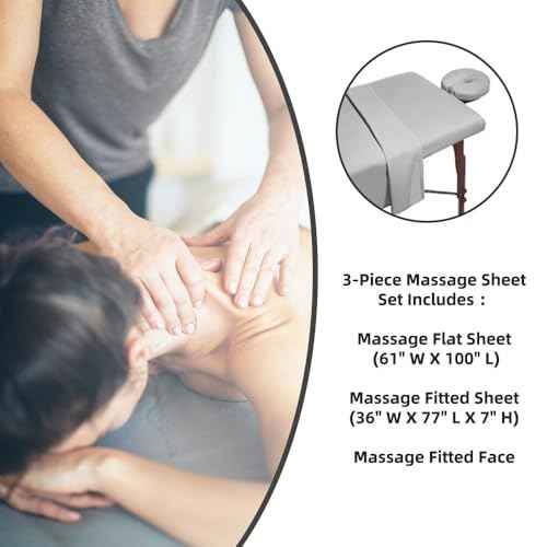 Massage Table Sheets 4 Sets, 3 Piece Reusable Set - Includes Massage Table Cover, Fitted Sheet and Face Rest Cover,Esthetician Supplies for SPA, Beauty & Tattoo Professionals (Dark Grey, Set of 4)