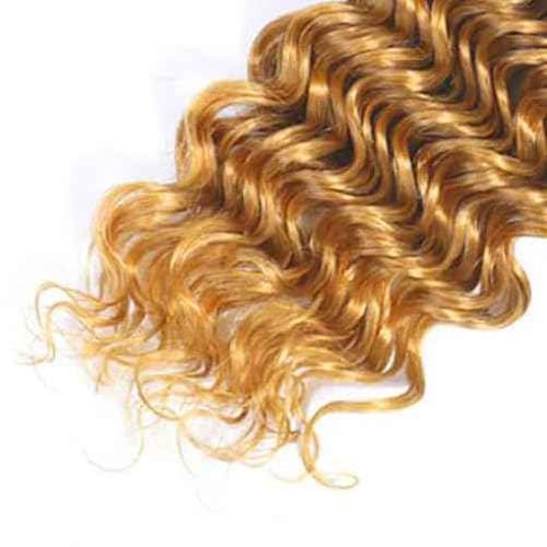 Deep Wave Human Hair Bundles Blonde 24 Inch Deep Single Bundle #27 Honey Blonde Human Hair Unprocessed Native Virgin Hair 100g Total Double Weft Crochet Human Hair Extensions for Women