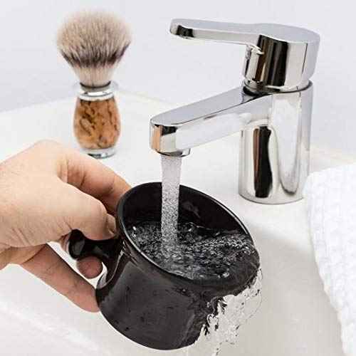 M?HLE Black Porcelain Platinum Rim Shaving Mug ? Shave Dish Accessory for Soaps and Creams, Modern Black Design