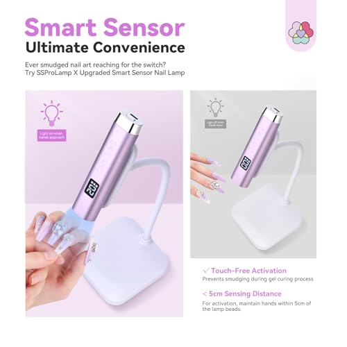 SAVILAND SSPro X U V Light for Gels Nails : 8s U V LED Nail Lamp with Smart Sensor 360¡Æ Rotatable Magnetic Nail Light Flash Cure Lamp for Gel Stand 2 Timer LCD Screen Nail Light Use Home DIY