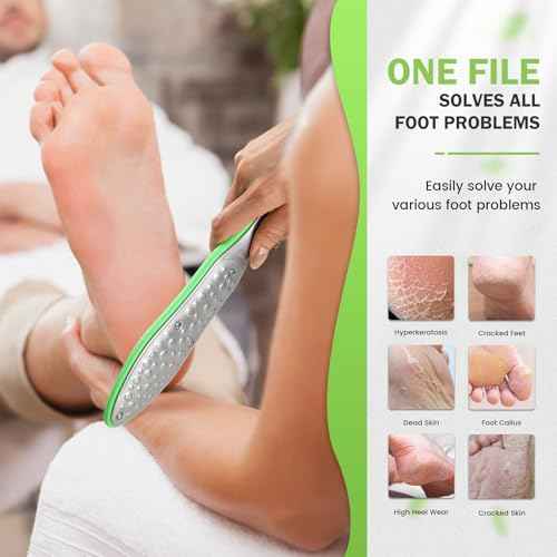 BEZOX Foot Scrubber for Dead Skin(1PCS) - Double Sided Feet File Callus Remover, Heavy Duty Stainless Steel Heel Scraper, Cracked Heel Repair - Green