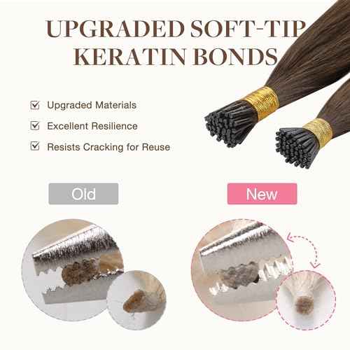 GOO GOO GOOGOO I Tip Hair Extensions Human Hair 50g 100 Strands Natural Looking Itip Extensions Dark Brown 16inch