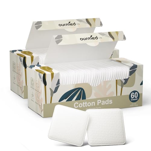 Ourmed Life Large Cotton Pads for Makeup Removal, Soft & Lint-Free Face Pads with Pressed Seam Design, Durable Makeup Remover Pads for Facial Cleansing on All Skin Types, 3x3 Inch, 120 Count